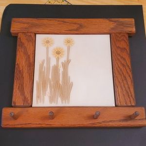 Wood And Tile Key Holder